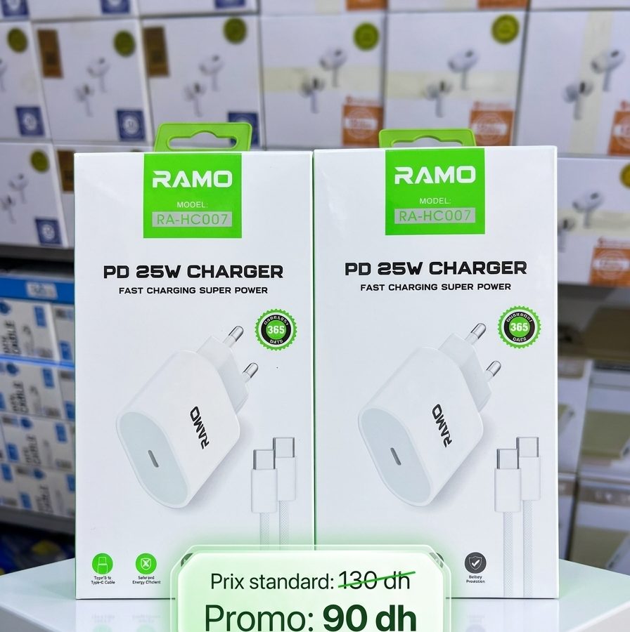 شحن RAMO 25W TYPE C /TYPE C